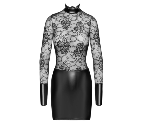 Noir Handmade Mini Dress Powerwetlook Lace Collar Black M