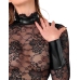 Noir Handmade Mini Dress L Floral Lace & Powerwetlook Black