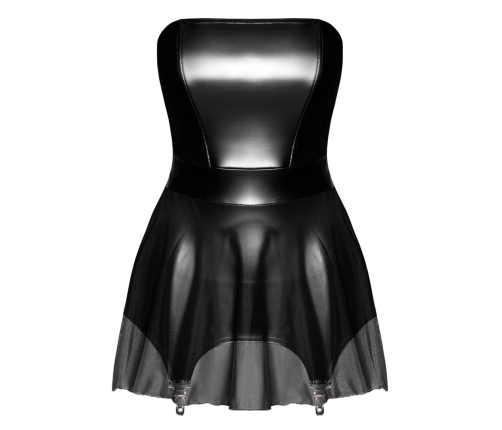 Noir Handmade Dress with Powerwetlook Corset and Tulle Skirt M