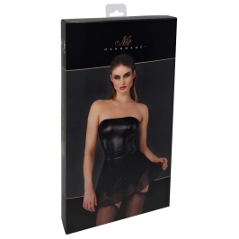 Noir Handmade Powerwetlook Strapless Dress with Suspenders L Noir Handmade Powerwetlook Strapless Dress with Suspenders L