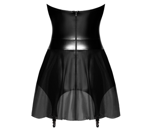 Noir Handmade Powerwetlook Suspender Dress XL - Strapless, Tulle Skirt