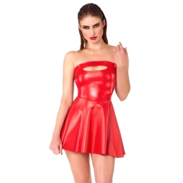 Noir Handmade Powerwetlook Red Mini Dress Strapless M