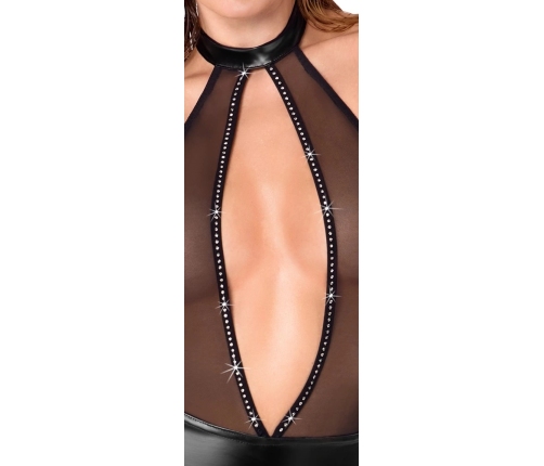 Noir Handmade Mini Dress Sparkle S Black Powerwetlook & Mesh