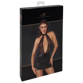 Noir Handmade Dress Sparkle M - Black Powerwetlook & Shimmer Detail