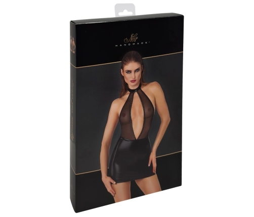 Noir Handmade Dress Sparkle M - Black Powerwetlook & Shimmer Detail