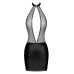 Noir Handmade Dress Sparkle L - Black Powerwetlook & Mesh Mini Dress