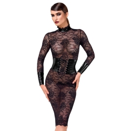 Noir Handmade Kink Royal Black Lace Midi Dress S - Adjustable Waist
