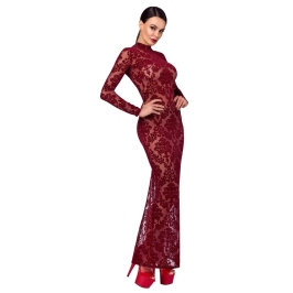 Noir Handmade Kink Royal Long Flocked Burgundy Dress M