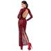 Noir Handmade Kink Royal Burgundy Long Mesh Dress with Velvet Print L