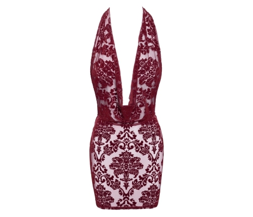 Noir Handmade Kink Royal Mini Dress Burgundy Red L - Velvet Pattern