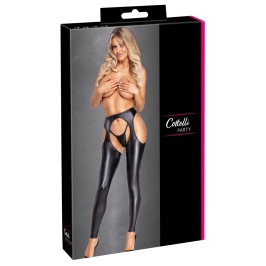 Cottelli PARTY Matte Black Chaps and String S - Modern Leggings Style