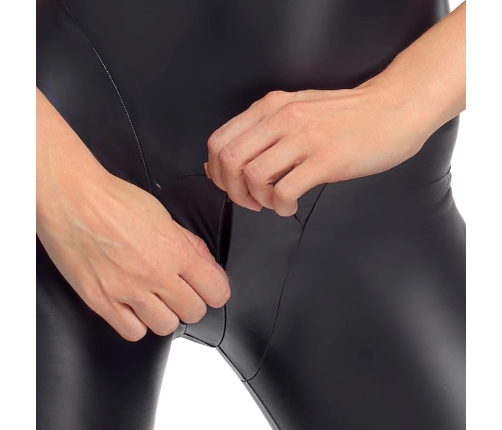 Cottelli PARTY Matte Black Jumpsuit L with Adjustable Harness System