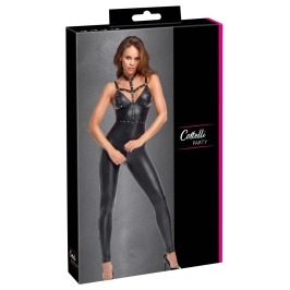Cottelli PARTY Matte Black Jumpsuit L with Adjustable Harness System