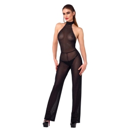 Noir Handmade Shimmering Cold Shoulder Jumpsuit S - Transparent Black