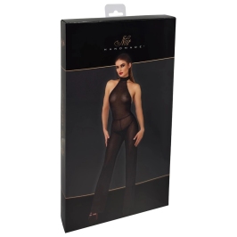 Noir Handmade L Sparkling Cold Shoulder Black Jumpsuit Stand Collar