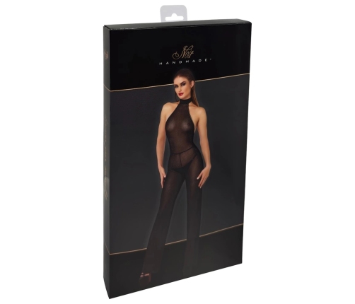 Noir Handmade L Sparkling Cold Shoulder Black Jumpsuit Stand Collar