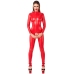 Noir Handmade Red Powerwetlook Jumpsuit S - Crotchless, Long Sleeve