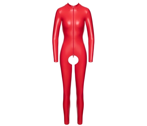Noir Handmade Red Powerwetlook Jumpsuit S - Crotchless, Long Sleeve