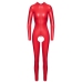 Noir Handmade Red Powerwetlook Jumpsuit S - Crotchless, Long Sleeve