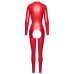 Noir Handmade Red Powerwetlook Jumpsuit S - Crotchless, Long Sleeve