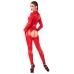 Noir Handmade Red Powerwetlook Jumpsuit S - Crotchless, Long Sleeve