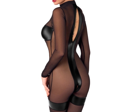 Noir Handmade Jumpsuit XL - Transparent & Powerwetlook Inserts