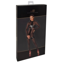 Noir Handmade Jumpsuit L Crotchless Black Transparent Powerwetlook