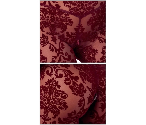 Noir Handmade Kink Royal Red Mesh Jumpsuit with Velvet Print M