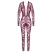 Noir Handmade Kink Royal Jumpsuit Burgundy Red L - Velvet Flock Print