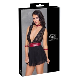 Cottelli Collection Bondage Series Babydoll XL Black & Red Lace Design