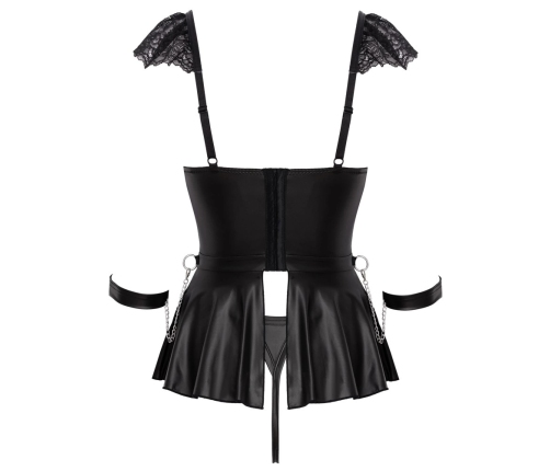 Cottelli Bondage Babydoll Set S - Lace & Matte Look with Accessories