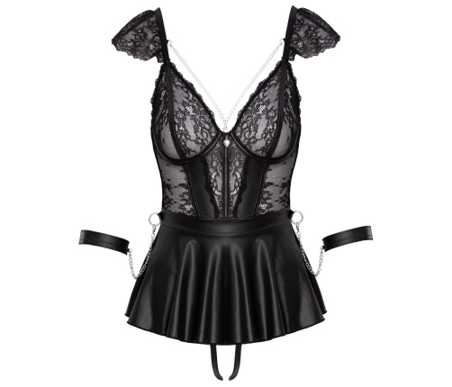 Cottelli Bondage Babydoll Set S - Lace & Matte Look with Accessories