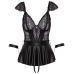Cottelli Bondage Babydoll Set L, Lace & Matte, Adjustable, Black