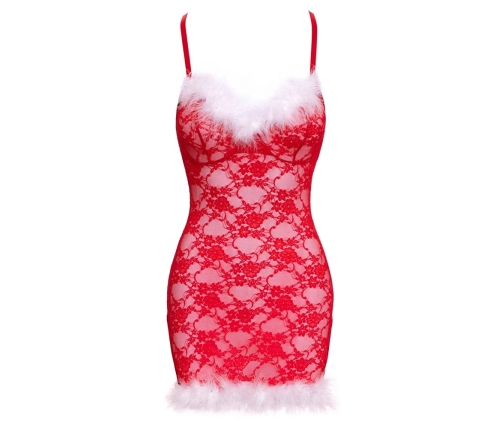 Cottelli LINGERIE X-Mas Chemise L/XL Red Lace Adjustable Straps