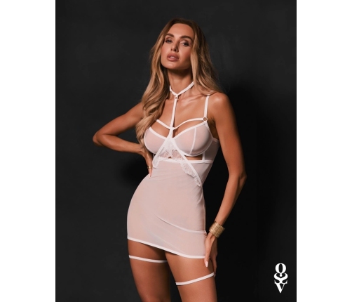 Obsessive Arrowel White Chemise L/XL with Adjustable Choker Detail