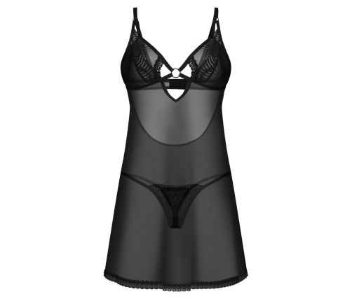 Obsessive Alliane Chemise S/M with Adjustable Straps - Black Set
