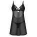 Obsessive Alliane Chemise S/M with Adjustable Straps - Black Set