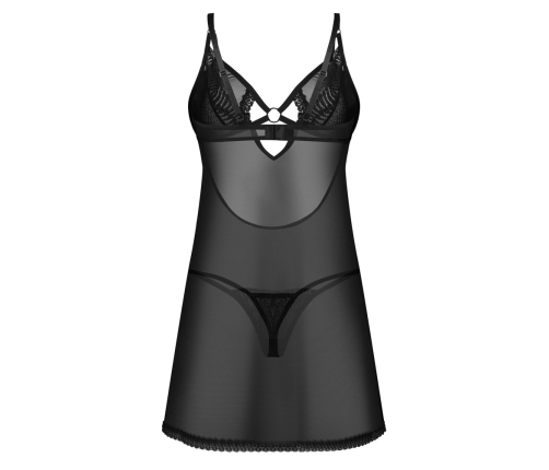 Obsessive Alliane Chemise S/M with Adjustable Straps - Black Set