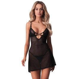 Obsessive Alliane Chemise Set Black 2XL/3XL Adjustable Straps