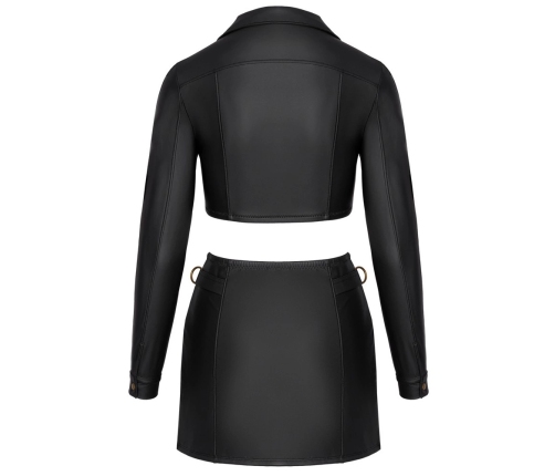 Cottelli PARTY Matte Black Club Set - Crop Jacket & Mini Skirt, Size M