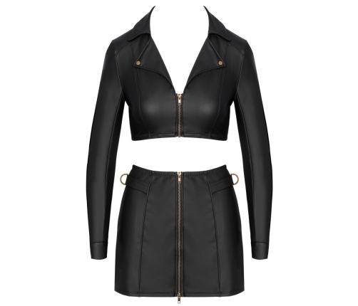 Cottelli PARTY Set - Black Matte Top & Mini Skirt, XL, Decorative Details