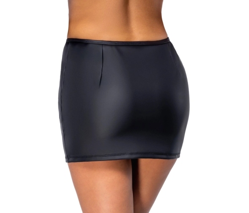 Cottelli PARTY Matte Black Mini Skirt with Rhinestone Zip, Size S