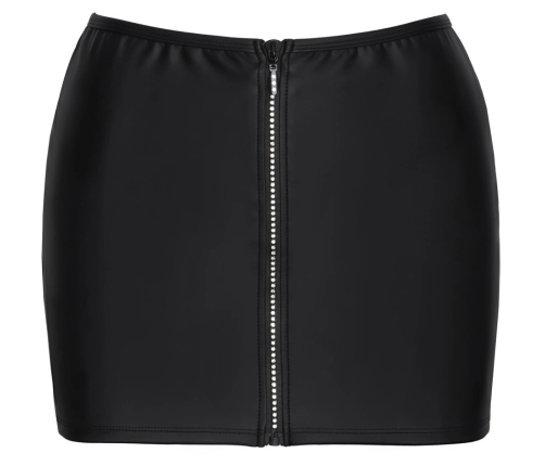 Cottelli PARTY Matte Black Mini Skirt with Rhinestone Zip, Size S