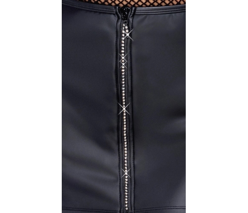 Cottelli PARTY Mini Skirt Black Matte with Rhinestone Front Zip M