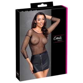 Cottelli PARTY Mini Skirt Black Matte with Rhinestone Front Zip M