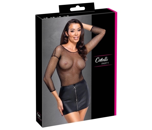 Cottelli Collection PARTY Skirt Black L - Matte Look with Rhinestone Zip