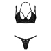 Obsessive Keira Lise Vinyl Bra and Thong Set Black S/M Adjustable Fit