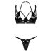 Obsessive Keira Lise Vinyl Set Bra & Thong 2XL/3XL - Black, Adjustable Fit