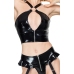 Black Level Vinyl Set Top & Thong with Adjustable Straps L