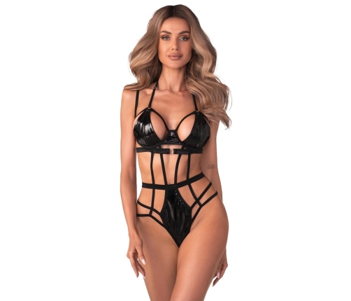 Obsessive Keira Lise Black Vinyl Strap Body S/M Adjustable Fit